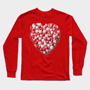 Red and white kittens in a valentines heart Long Sleeve T-Shirt